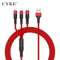 

CYKE 3 in1 Micro TYPE C for iphone Braided Nylon 2.5A Charging 3 in 1 usb cable