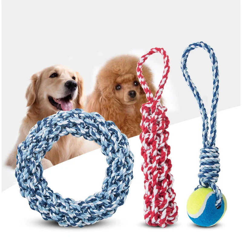 

Manufacturer Factory Cotton Rope Toys Wholesale Dog Chew Toy Teeth Clean Durable Pet Accessories Custom Circle Toy, Customized color