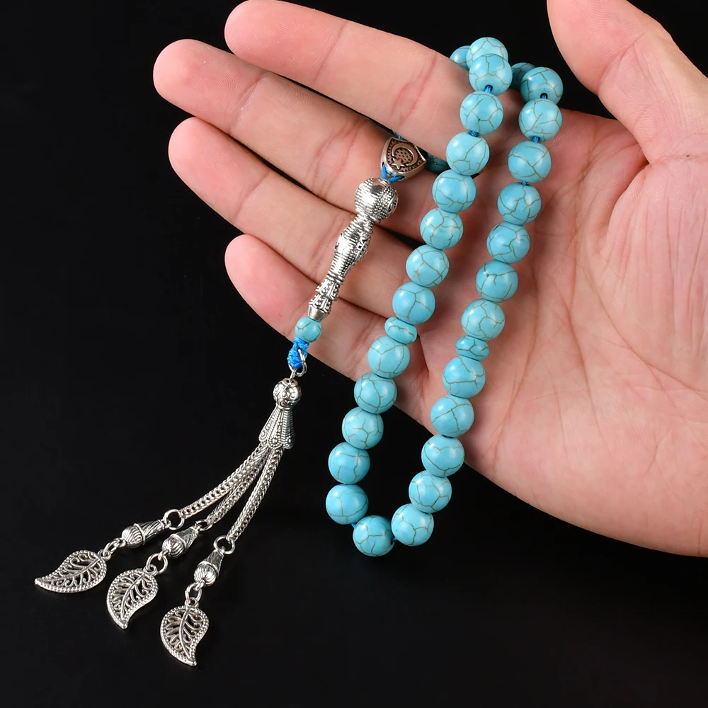 

YS321 Wholesale Islam 10mm Prayer Beads Islamic Mala 33 Rosary Turquoise Muslim Tasbih Tasbeeh
