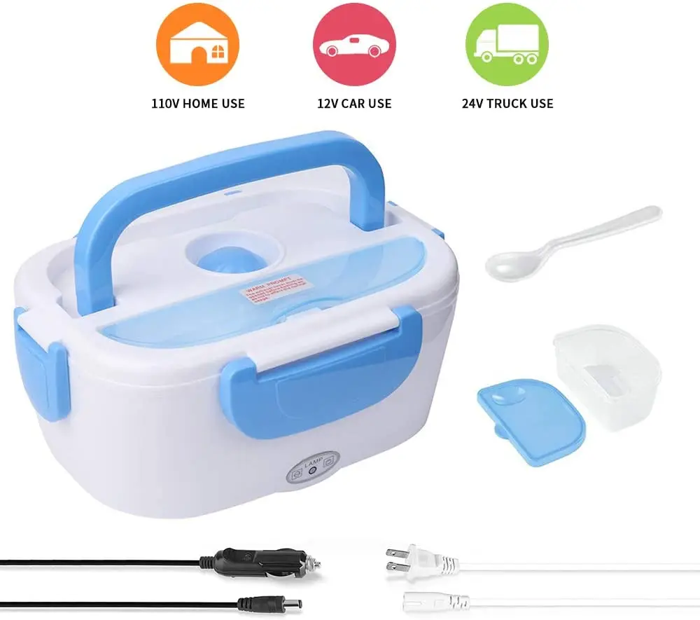 

Plastic Portable Dual Vehicle Home Use 220V 12V Airtight Self Heating Electric Lunch Box Bento Food Warmer Container Box