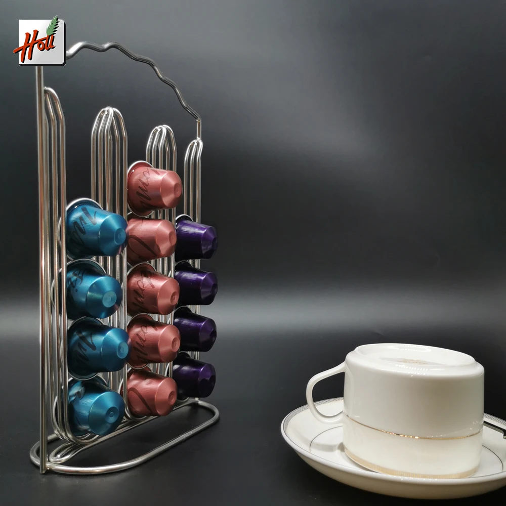 

Stainless steel wire coffee capsule storage holders household Nespresso capsule holder, Silver