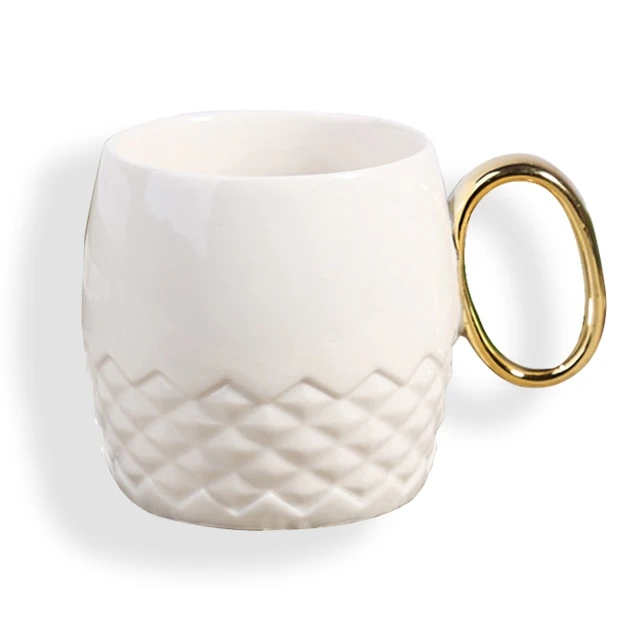 

Hot sale wholesale accept custom 380ml Gold-plated handle Ceramic tea mug high quality daily use black and white Ceramic mug