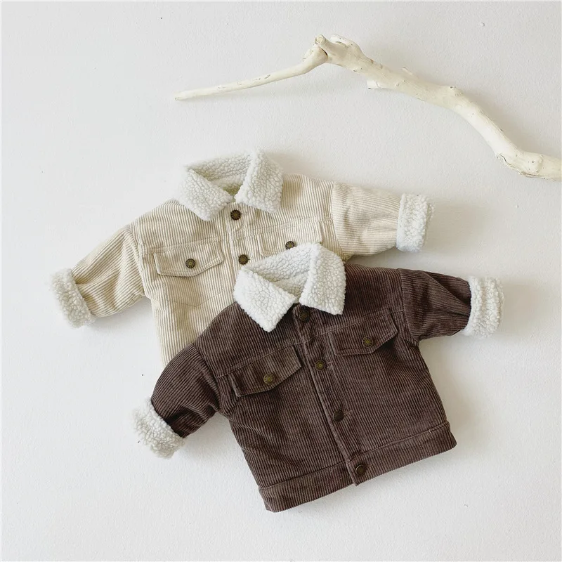 

2022 Children's Clothing Winter New Baby And Toddler Velvet Thick Jackets Wool Coat Baby Boys And Girls Corduroy Jacket