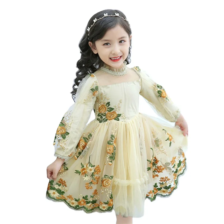 

YSMARKET new flower embroidered mesh skirt pleated princess skirt girl girl baby Christmas party skirt, Can be customized