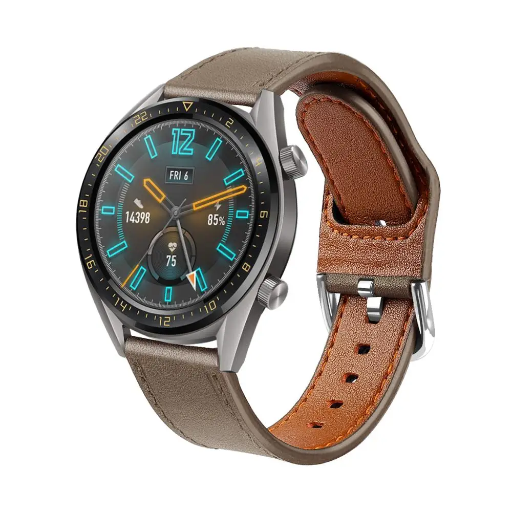 

Fashion Stitching Genuine Leather Watch Strap for Huawei GT2 Watch, Optional