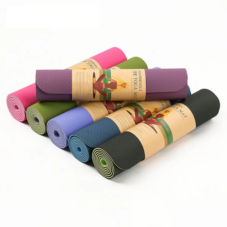 

Wholesale Double Layer Eco Friendly TPE Material Yoga Mats Anti Slip Fitness Yoga Mats Exercise Workout Mat, As picture