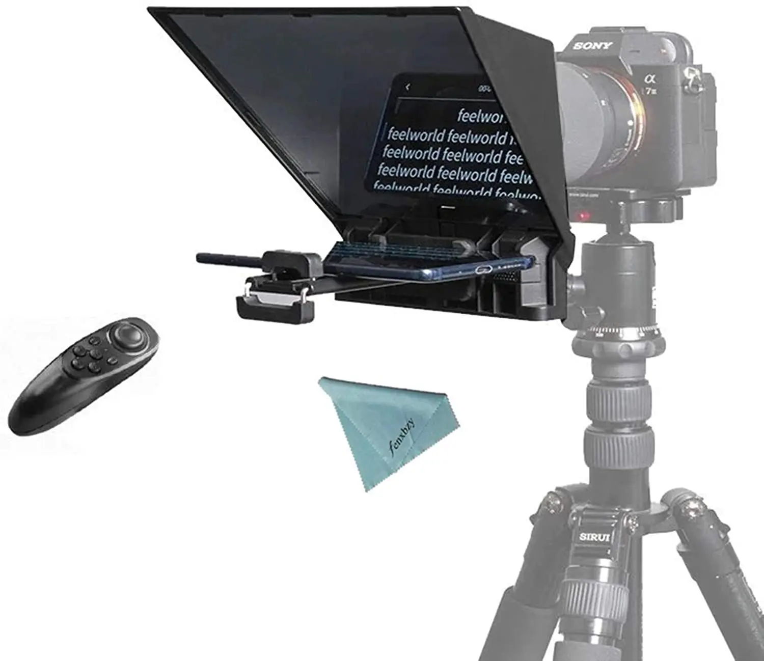 

Portable Mobile Phone Teleprompter with Remote Control for Smartphone & DSLR Camera for Speech Live Interview Video Vlog