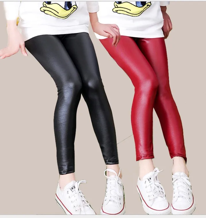 

New Design Winter Fashion Girls Imitation Leather Leggings Girl Fitness Leggings Kids Tights Warm Leather Pants For Children