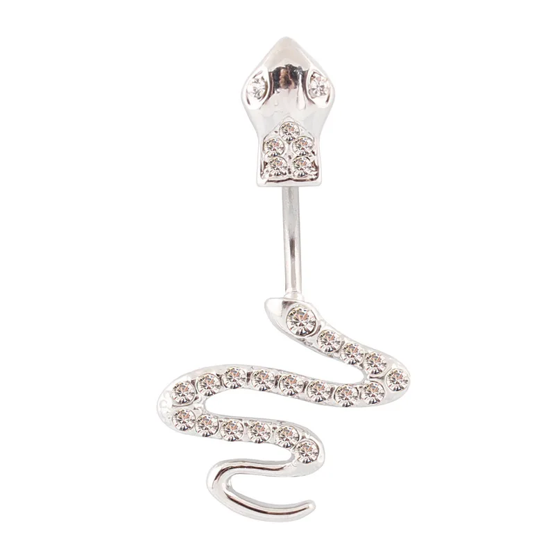 

Body Jewelry 14G dangling Belly Button Ring With Twisted Snake, Silver,gold,rose gold