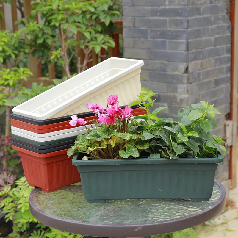 

Ronbo Sunrise Colorful Vegetable Plant Balcony Basin Plastic Garden Rectangular Pots Planters, As picture or customized