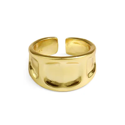 

Fashion Simple Real Gold Plated Geometric Chunky Open Rings Wide Side Bump Opening Rings For Female
