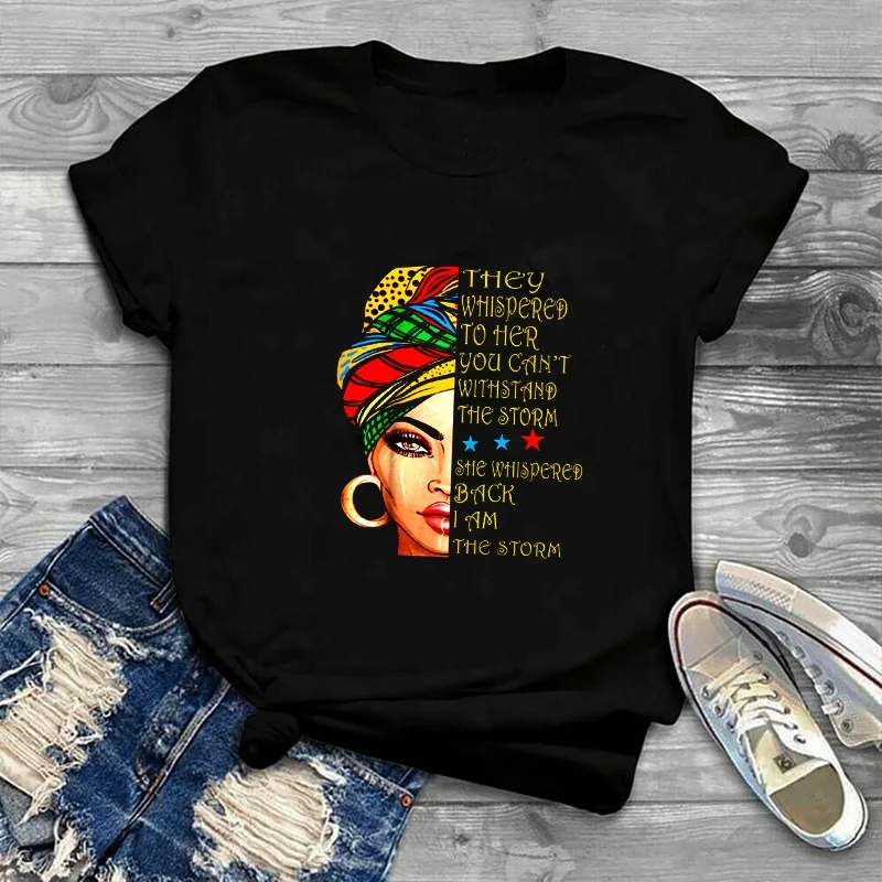 
Woman Black Queen Melanin Queen t shirt Women Tops African Black Melanin Female T-shirt 