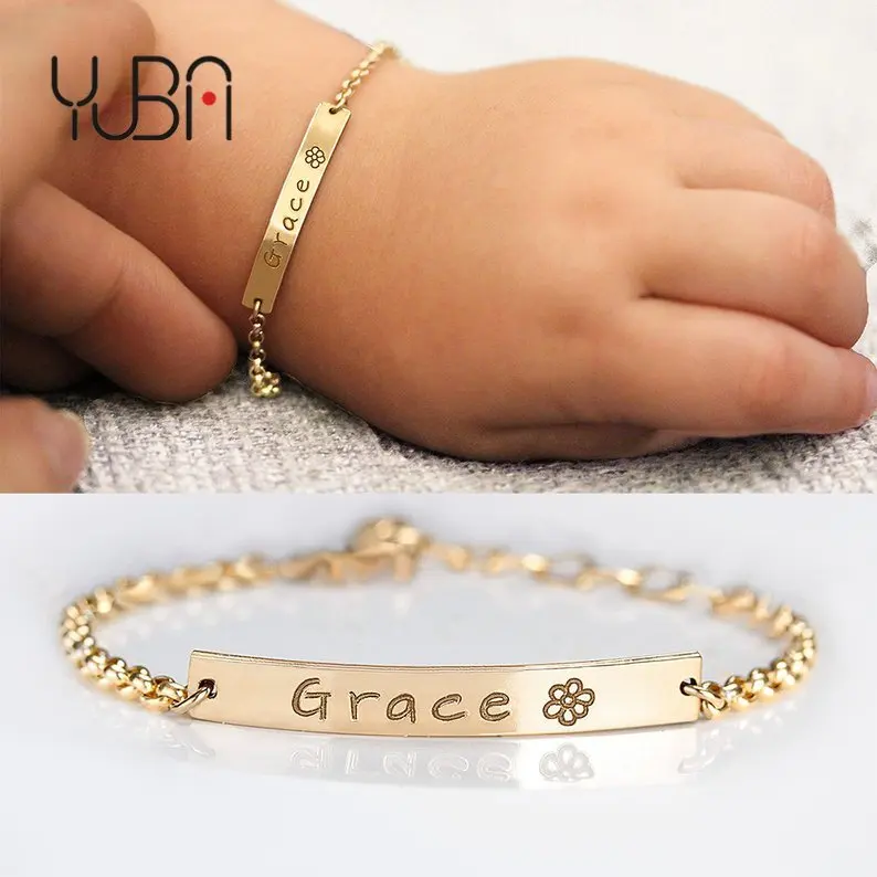 

Stainless Steel Custom Baby Name Bracelet Adjustable Baby Toddler Child ID Bracelet-Personalized Girl Boy Birthday Gift