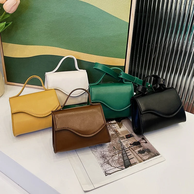 

2022 Solid Color Sling Purse Newest Fashion Ladies Vegan Leather Small Handbag Women's Mini Bags, White,black,green,yellow,coffee