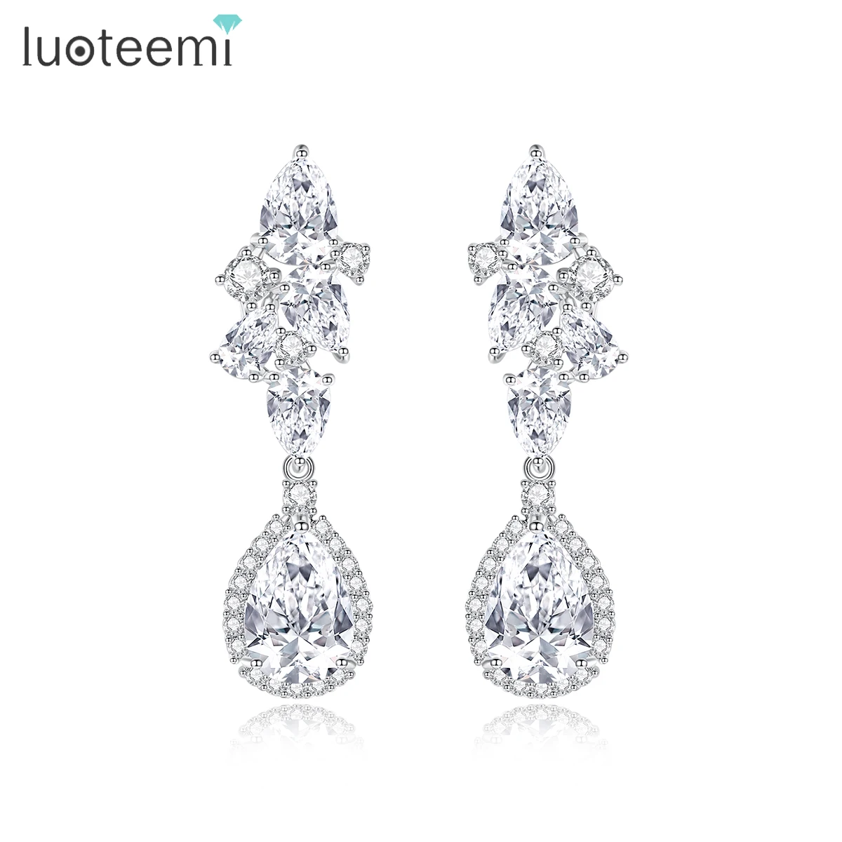 

LUOTEEMI Earring Party Woman Charm Elegant Pearl Luxury 2024 Trending Lady Cubic Zirconia Wedding Earings