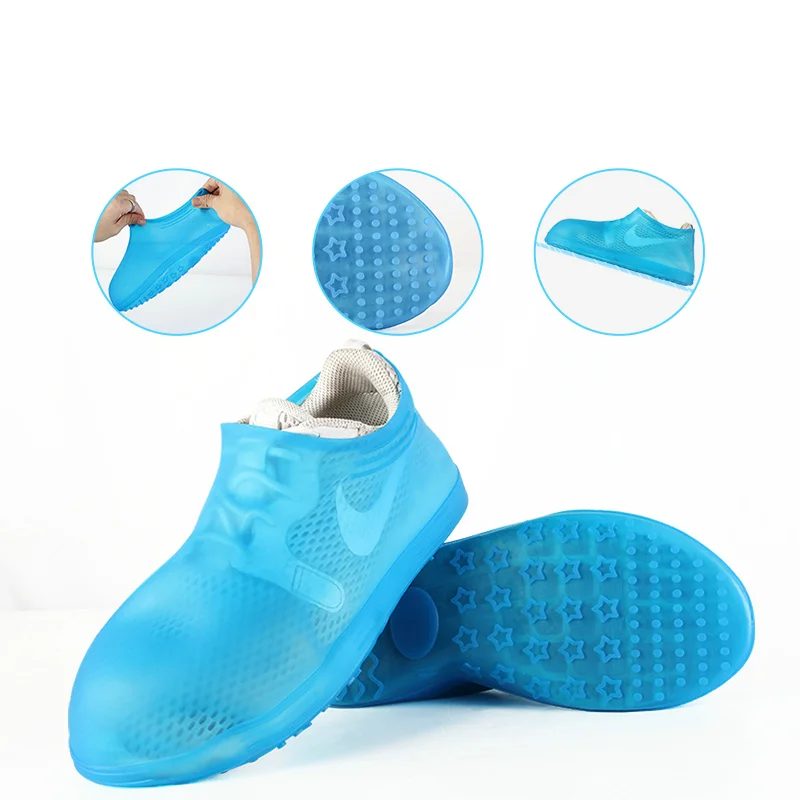 

Rain Proof Biodegradable Shoe Cover Non Slip Silicone Boot Protectors, Blue,pink,grey,orange,white