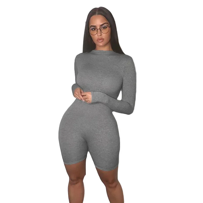 

FREE SAMPLE JHTH Ladies yoga training clothes summer new women's solid color long-sleeved tight-fitting hip jumpsuit