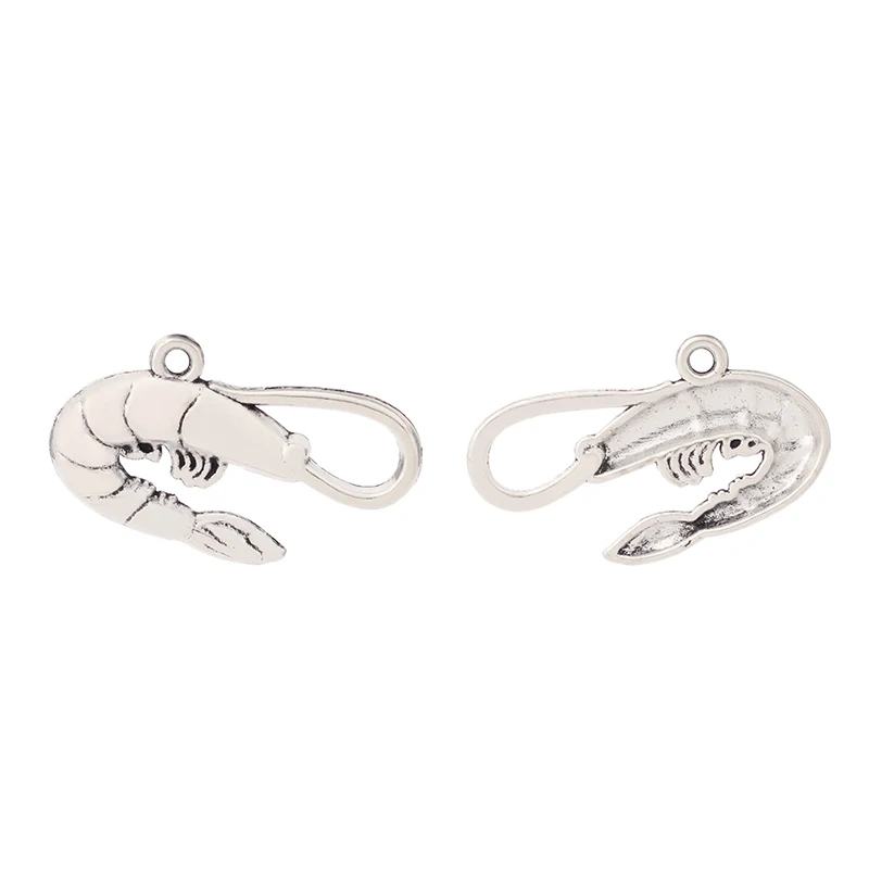 

Tibetan Silver Lobster Prawn Shrimp Crayfish Charms Pendants for Necklace Bracelet Jewelry Making Accessories, Antique silver