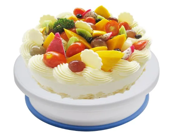 

Hot selling plastic mini Cake Decorating Turntable Revolving Rotating Cake Stand, White and blue