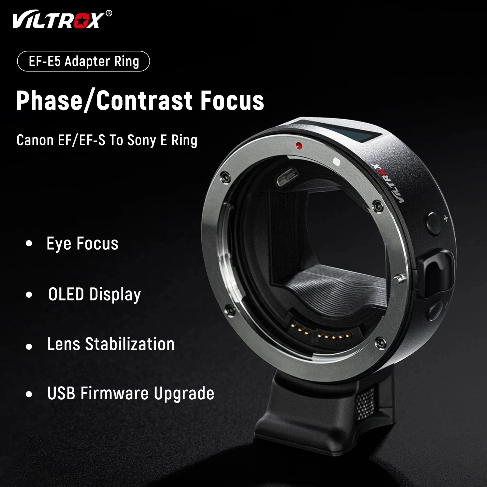 

VILTROX EF-E5 OLED Screen Auto Focus Lens Adapter For Canon EF/EF-S Lens to Sony E Mount A7 A9 A6000 Camera DSLR