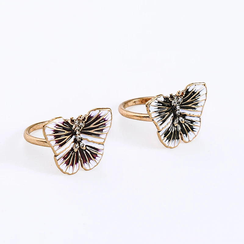 

j97100d New Arrivals Women Jewelry Designs Enamel Black Butterfly Insect Fashion Rings, Gold