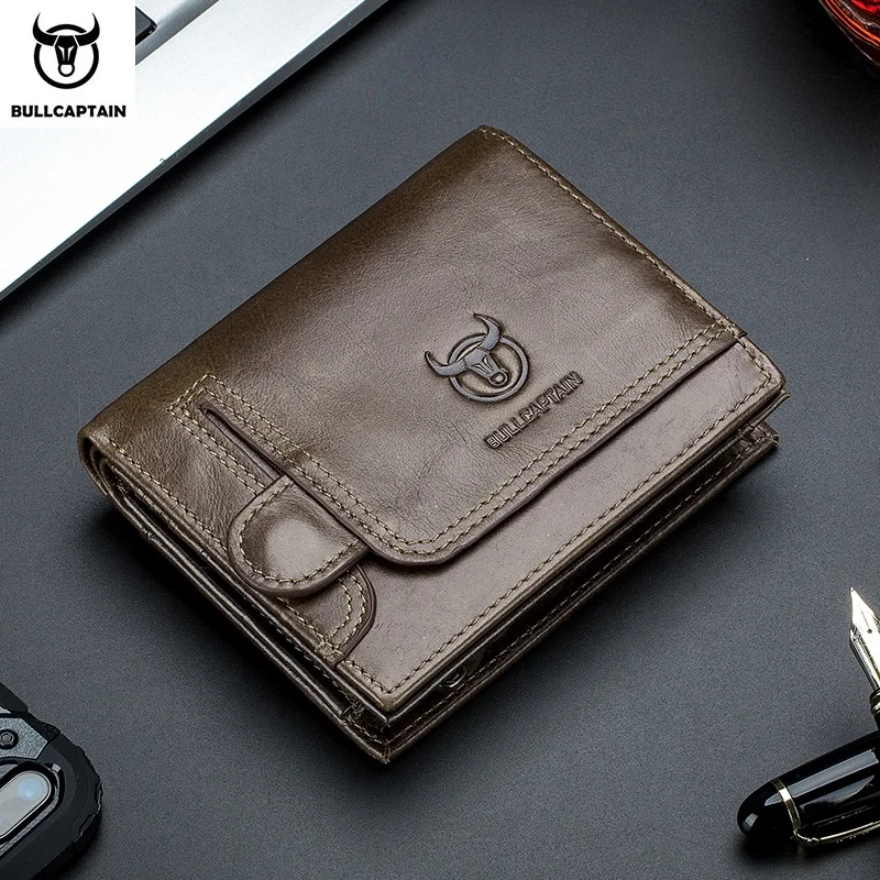 

BULLCAPTAIN Leather Wallet Men's Wallet Zipper Wallet Man Purse