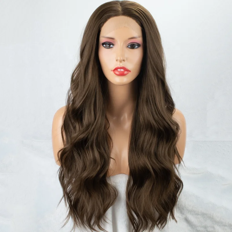 

Aliblisswig 24" Long Wavy 4" Deep Parting Heat Resistant Synthetic Lace Front Wig Glueless Brown Lace Front Synthetic Hair Wigs, Brown lace front wigs