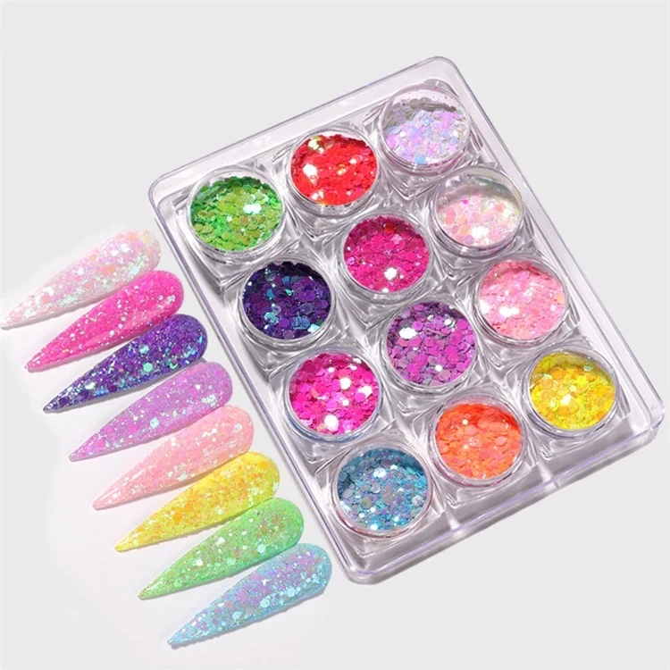 

Wholesale Nail Art Decoration Round Glitter Sequins Nail Salon DIY Fashion Beauty Laser Nail Glitter Kits