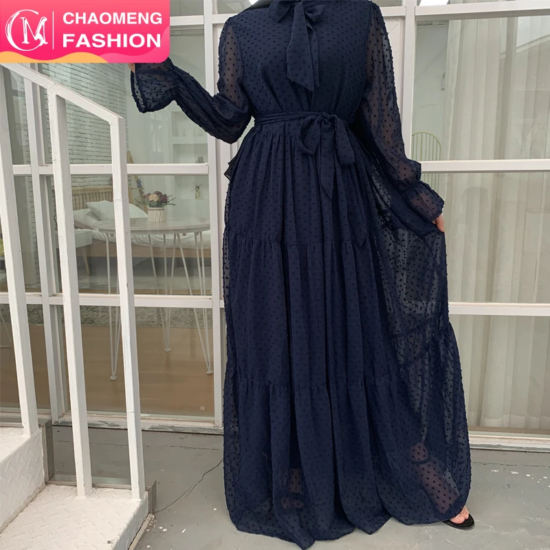 

6319#Latest fashion long sleeve islamic clothing kaftan with belt lining women muslim maix casual dress abaya, Brown/pink/sky blue /navy/black/customized