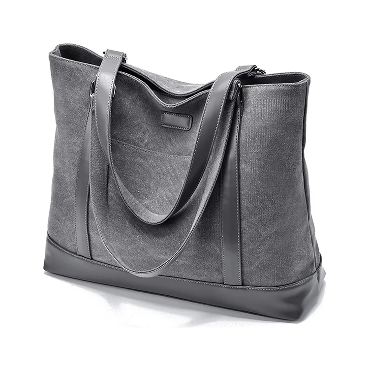 

Canvas Laptop Tote Work Bag for Women with  Computer Compartment Pockets, Customizable