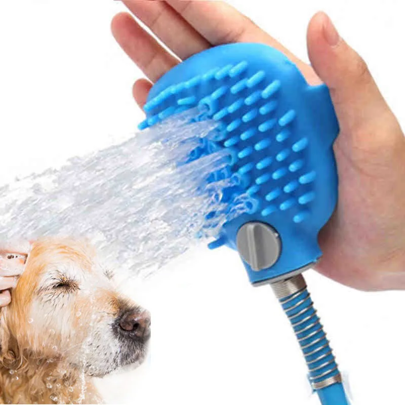 

2.5m hand shower sprayer gloves Automatic water spray pet hair brush pet grooming glove pet shower sprayer, Blue