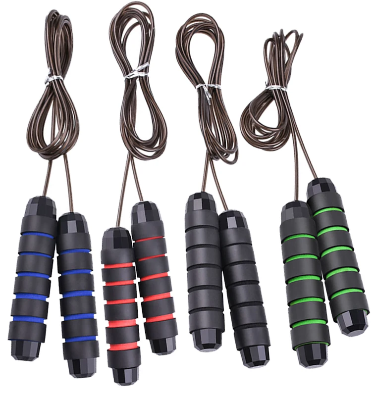 

FunFishing High Quality Wholesale Fitness Heavy Weighted PVC Steel Wire Speed Jump Rope Skipping With Bearing In Handle, Black blue red green