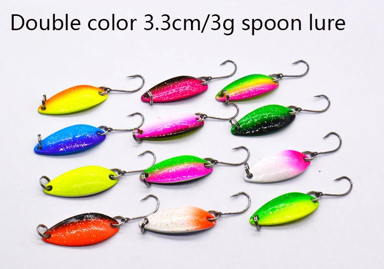 Double Color 3.3cm 3.g Spoon Fishing Lure Swim Bait Isca Artificial