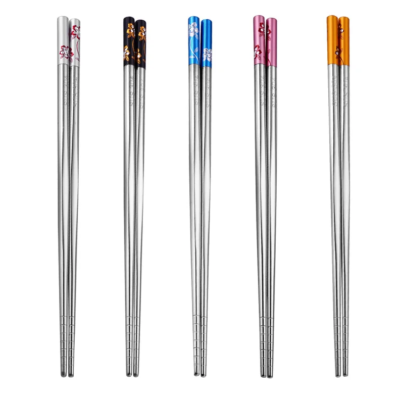 

Tradition Light Weight Non Slip Chinese Chopstick Stainless Steel Chopsticks Reusable Metal Chopsticks Silverware, Silver/gold/rose gold/rainbow/black/blue