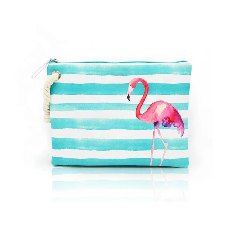 

Hot Women's Wet Bikini Clutch Bag Brand Designer Fashion Stripe Lady's Handbag Flamingo Bolsa Feminina Hemp Rope Beach Bags, Flamingo;coconut tree;pineapple;watermelon;orange-hippocampus