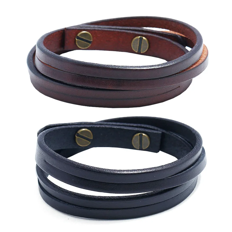 

Simple Double Circle Leather Bracelets Charm Bulk Vintage Bracelet Fashion Bracelet Accessories For Men