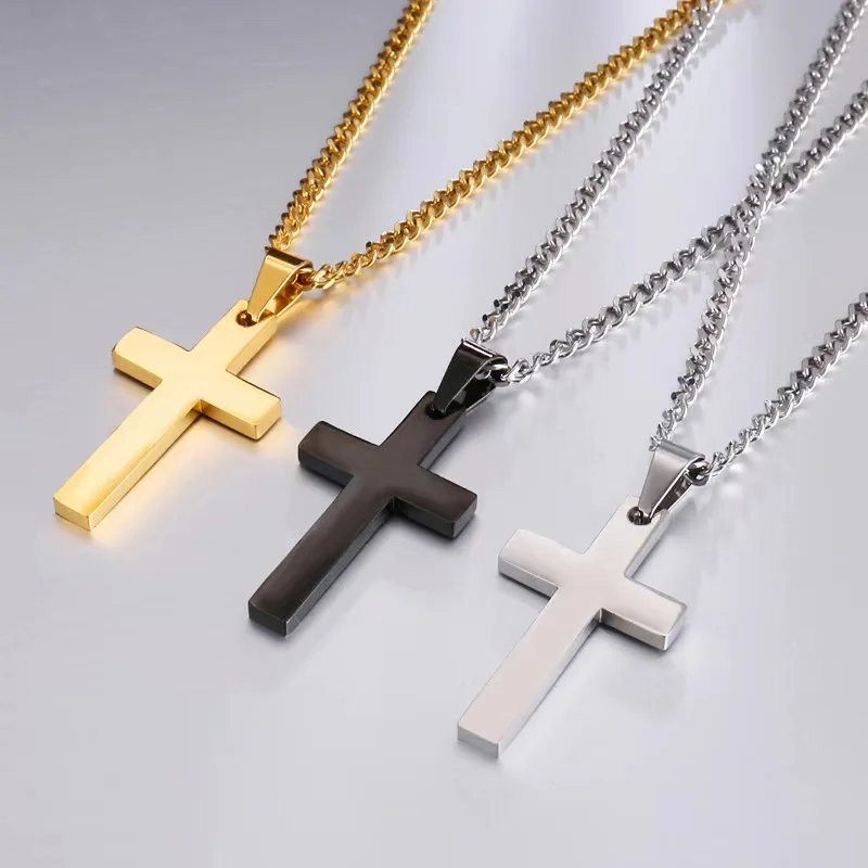 

Personalized Stainless Steel Gold Silver Black Nail Cross Pendant Necklaces for Women Men's Nail Crosses Jewelry Necklace