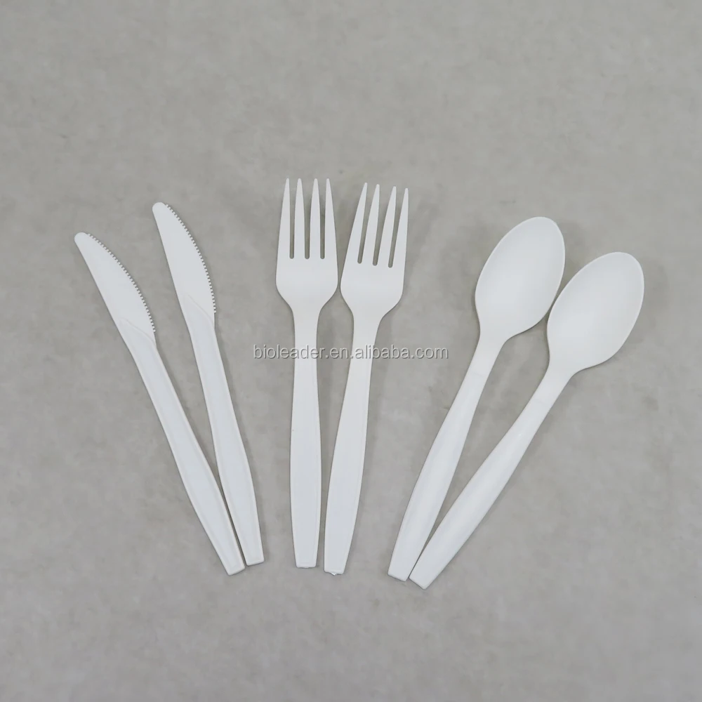 

Hot Sale Tableware Sets Eco-friendly PLA Dessert Durable Sturdy Knife Fork Spoon & Napkin CPLA Plastic 100% Compostable Cutlery
