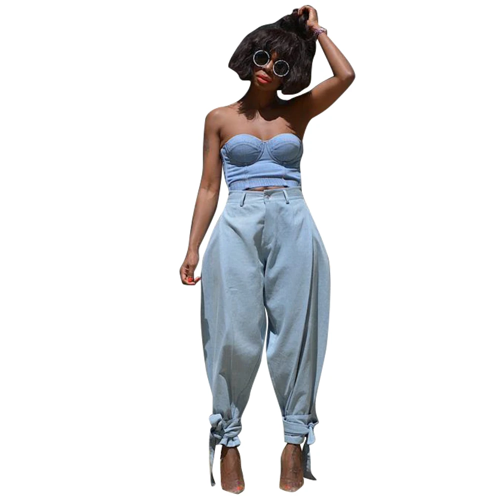 

Foma D8384 drop shipping 2020 wholesale fall jeans for women jean pants ladies, Light blue