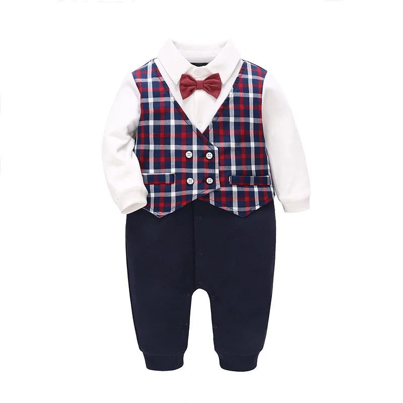 

Baby Full Month Old Gentleman's Climbing Clothes Autumn Baby's Bodysuit Newborn Clothes