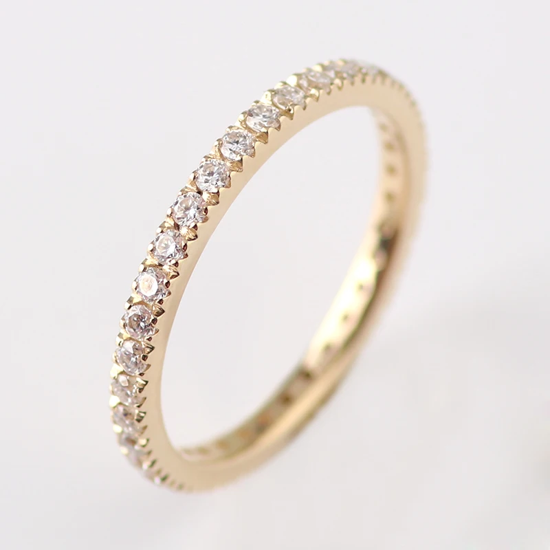 

1.5mm melee round moissanite diamond 10k yellow gold eternity ring band from Provence Jewelry