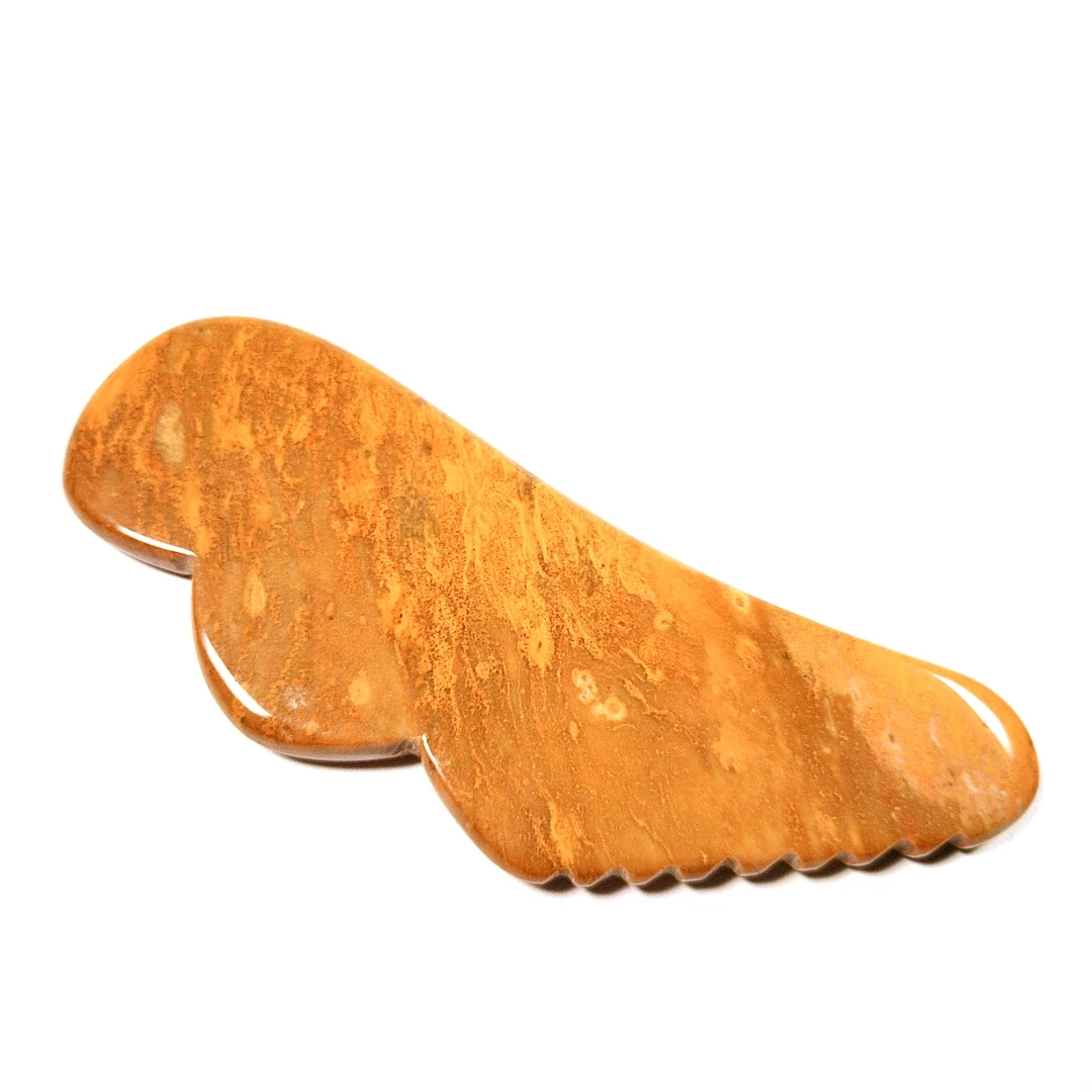 

Summer hot product jagged Mookaite jasper guasha board beauty equipment wing guastone