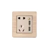 Acrylic champagne gold 5 pin universal 2 usb wall socket charger outlet installation