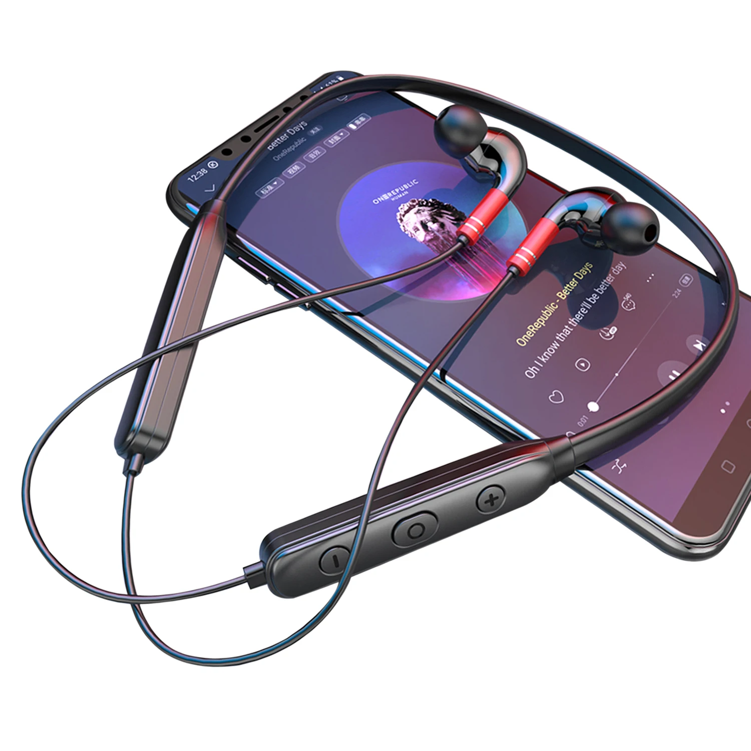 

Neckband wireless 5.0 sports earphones magnetic waterproof stereo heavy woofer handfree headphone with mic
