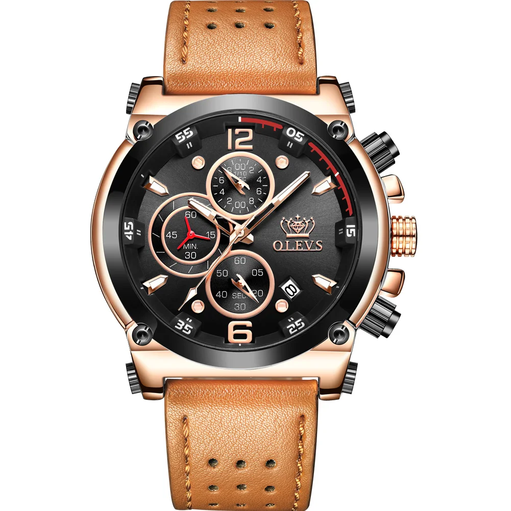 

High quality fashion diver black men quartz strap leather watches