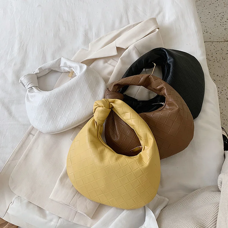 

New Ladies Leather Knot Bag Manual Weave Single Shoulder Bags Large Volume Package Woman High-quality Luxury Designer Totes, As picture