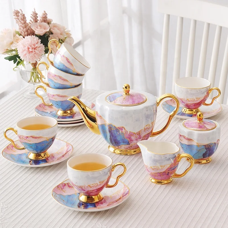 

Light Luxury Bone China European Coffee Cup And Saucer Set British Small Luxury Exquisite Ceramic Afternoon Tea Cup Set, Customized color