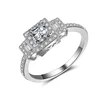 925 Sterling Silver Micro-inlaid Zircon CZ Party Ring Prong Setting Round Cut Gemstone Engagement Ring For women