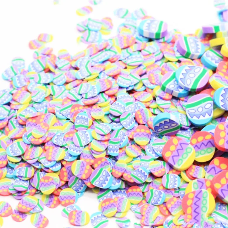 
Easter egg polymer clay slices sprinkled with DIY nail slime supplies charm, sprinkled with DIY slime supply accessories 