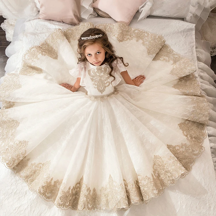 

European style little queen flower girl dress with 7th birthday party dress
